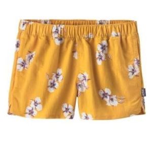 Patagonia Barely Baggies Yellow Floral Shorts L